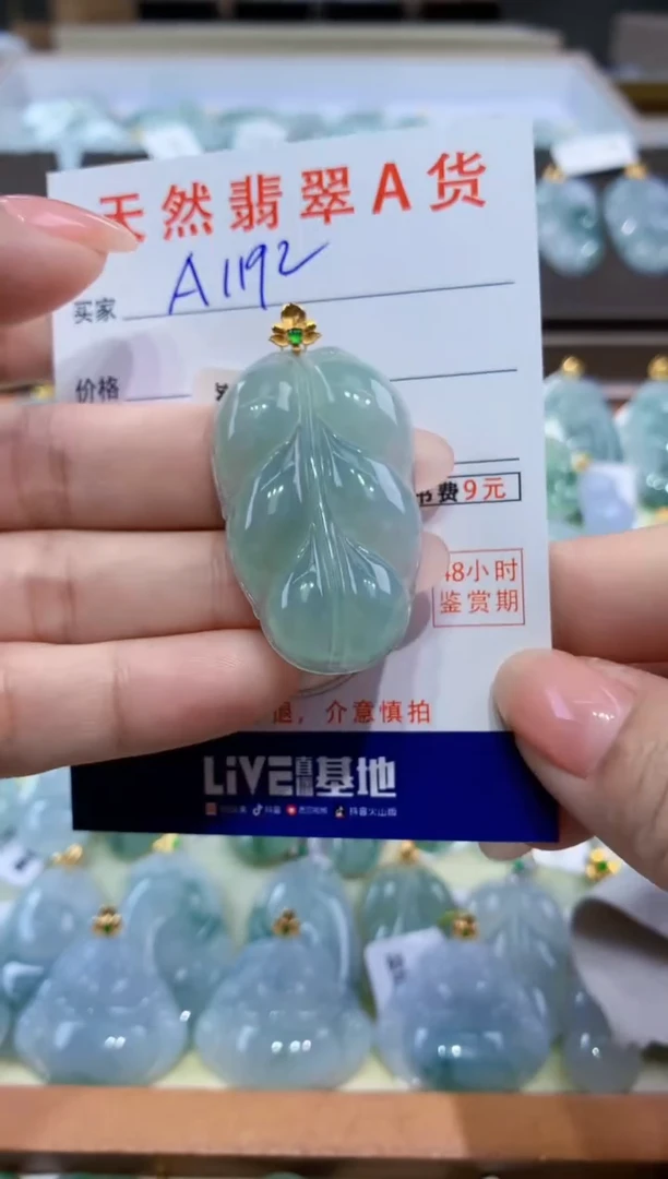 颈饰18K金镶嵌翡翠天然翡翠A货挂件