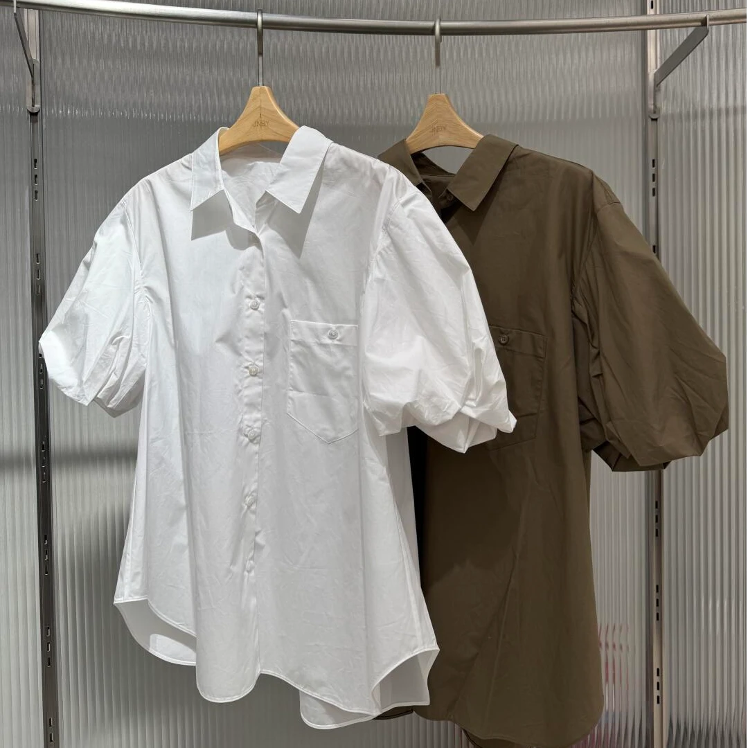 原单25夏新品长绒棉白色韩版时尚衬衫上衣衬衣女泡泡袖气质