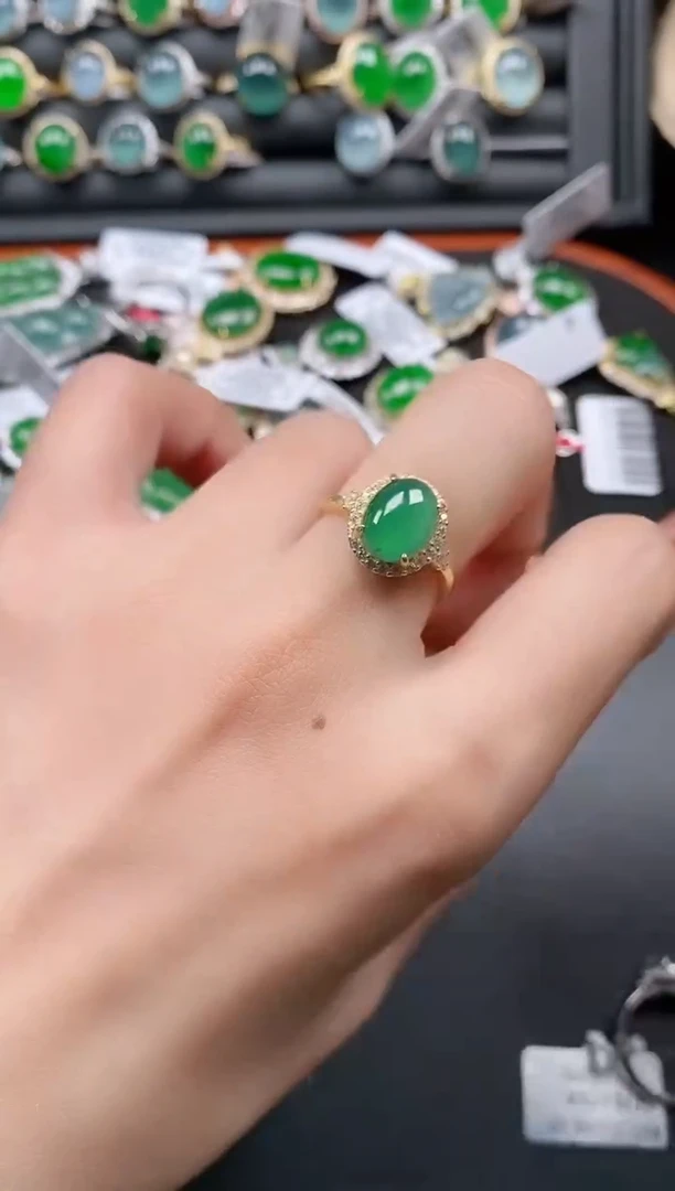 银S925镶嵌戒指翡翠111