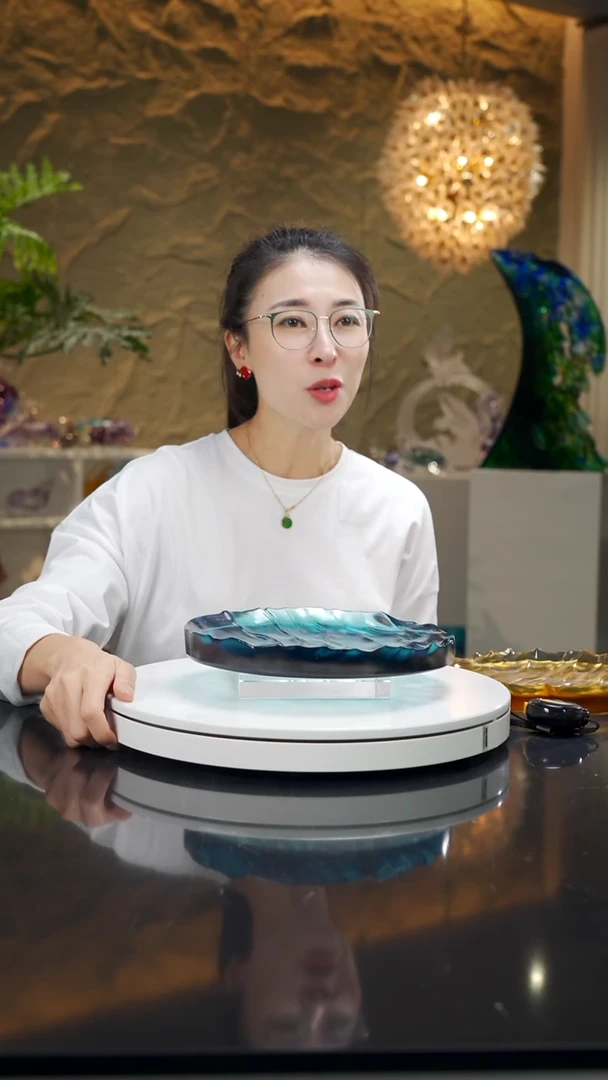 福利湖水蓝波浪果盘
