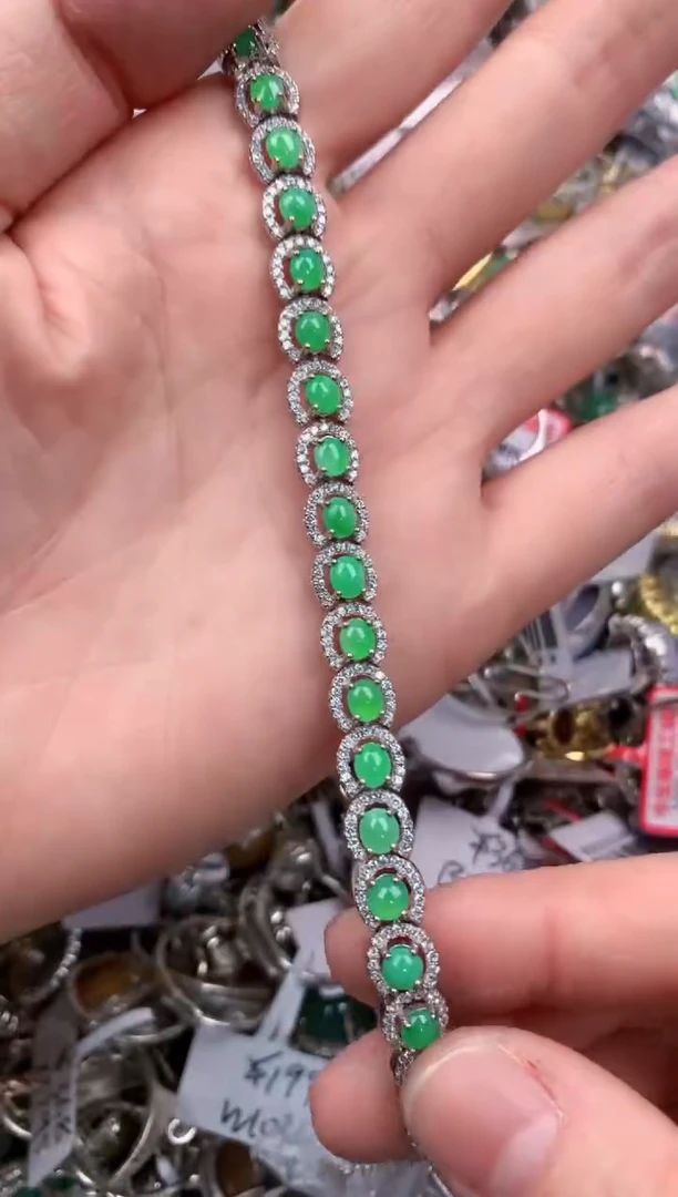 银S925镶嵌戒指翡翠555      4