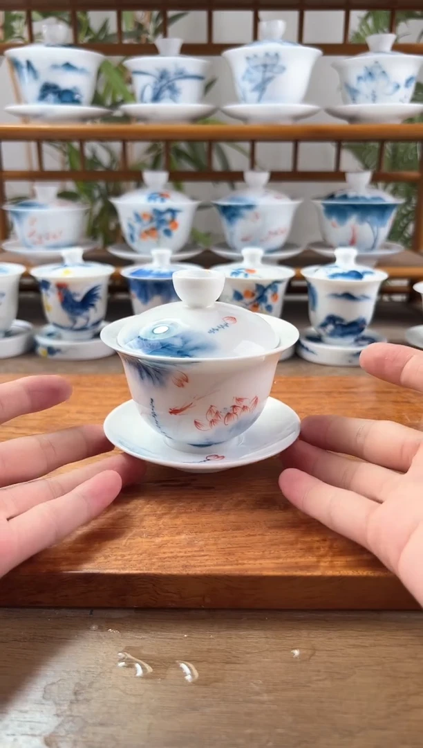 微瑕蓝莲150ml三才盖碗