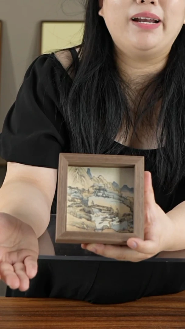 书法透明仿古山水/12*12