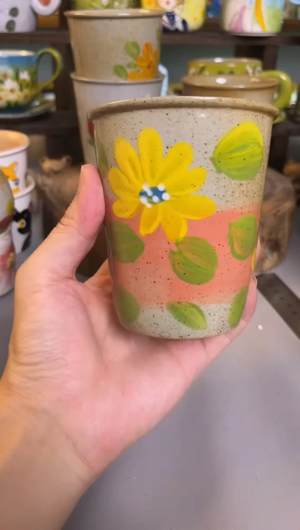 杯子手绘高温釉下陶瓷