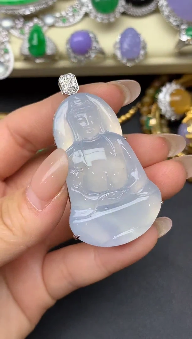 翡翠18K金镶嵌颈饰317-雪姐翡翠天天见