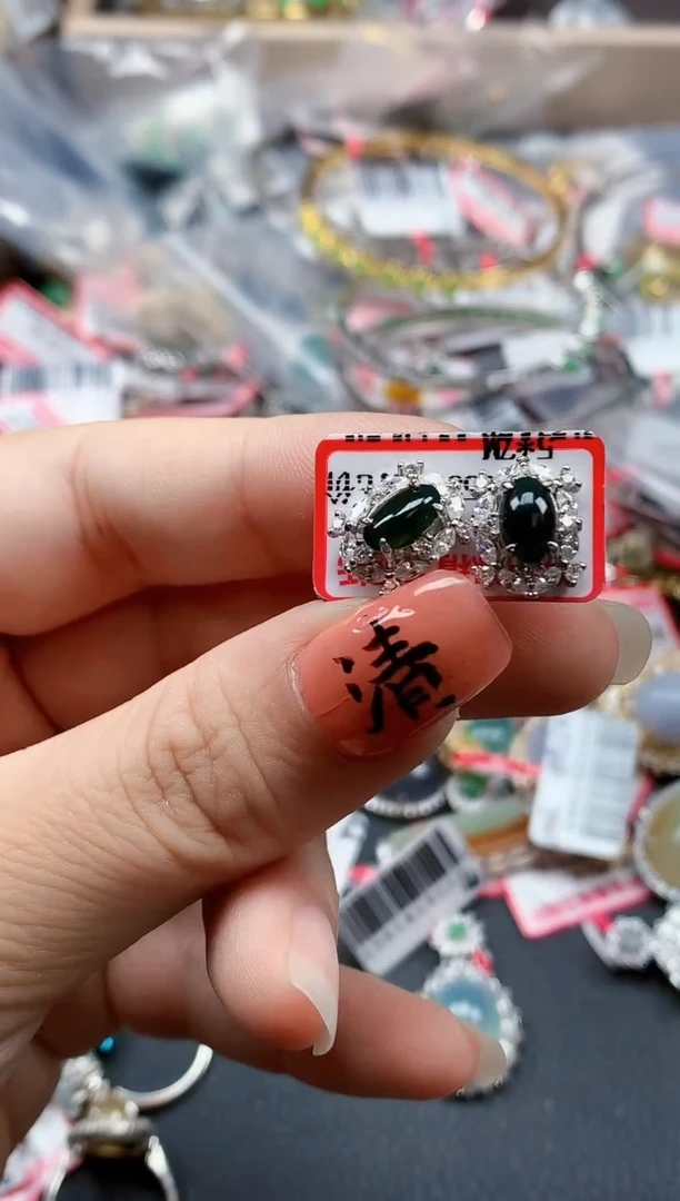 银S925镶嵌戒指翡翠天然A货缅甸翡翠