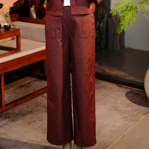 素简 双面双穿重工百搭直筒休闲裤0169