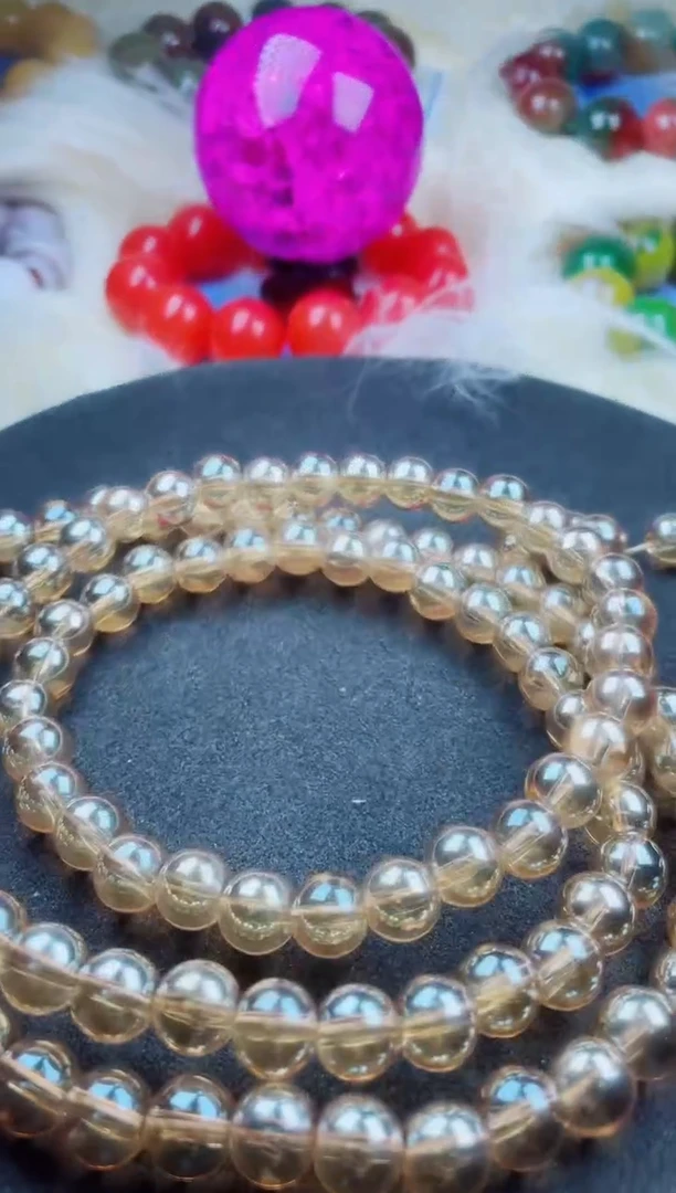 玛瑙/玉髓项链未镶嵌香槟玛瑙项链108颗卡10