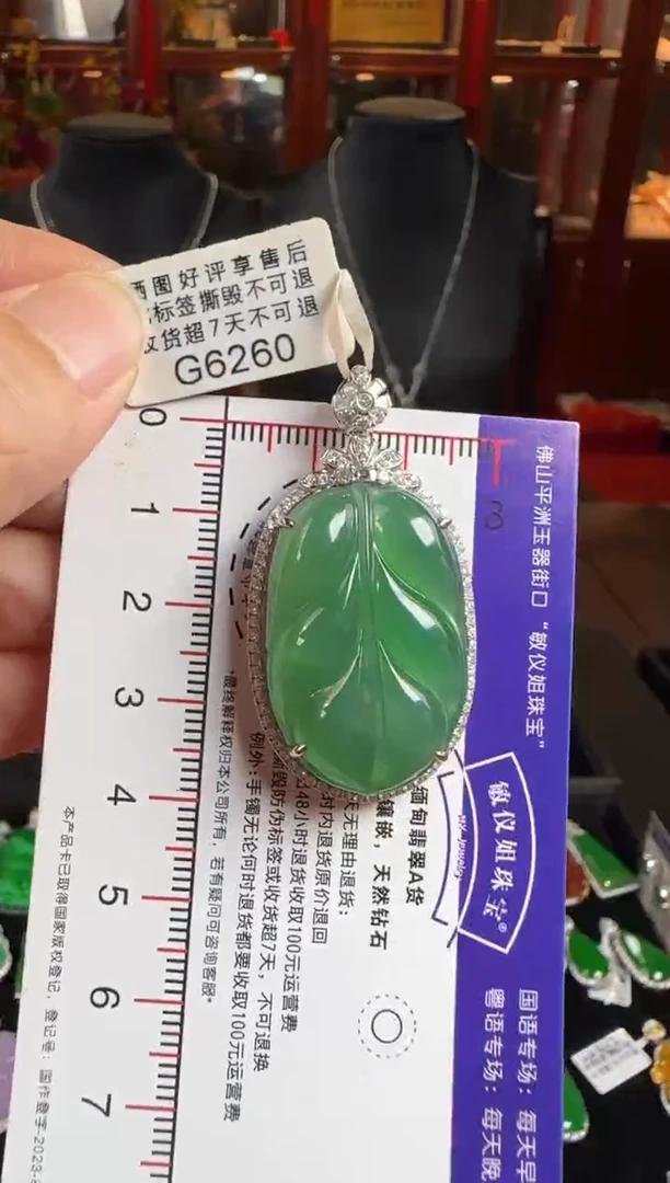 颈饰未镶嵌翡翠G6260冰绿叶子