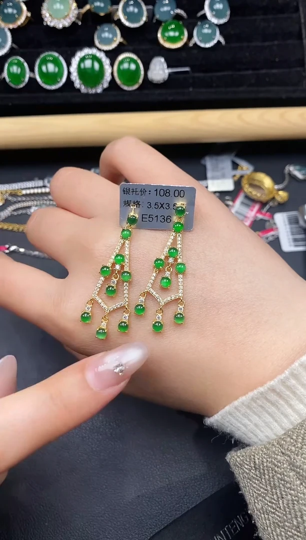 银S925镶嵌戒指翡翠37838