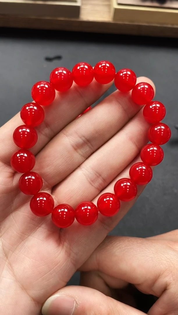 【闪购商品】玛瑙/玉髓手链未镶嵌血胆金莲卡10mm