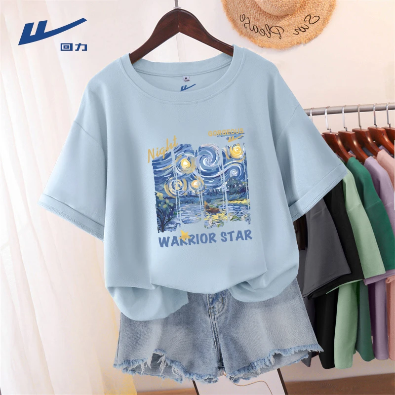 Warrior/回力短袖T恤女2025新款爆款纯棉宽松休闲大码超好看半袖