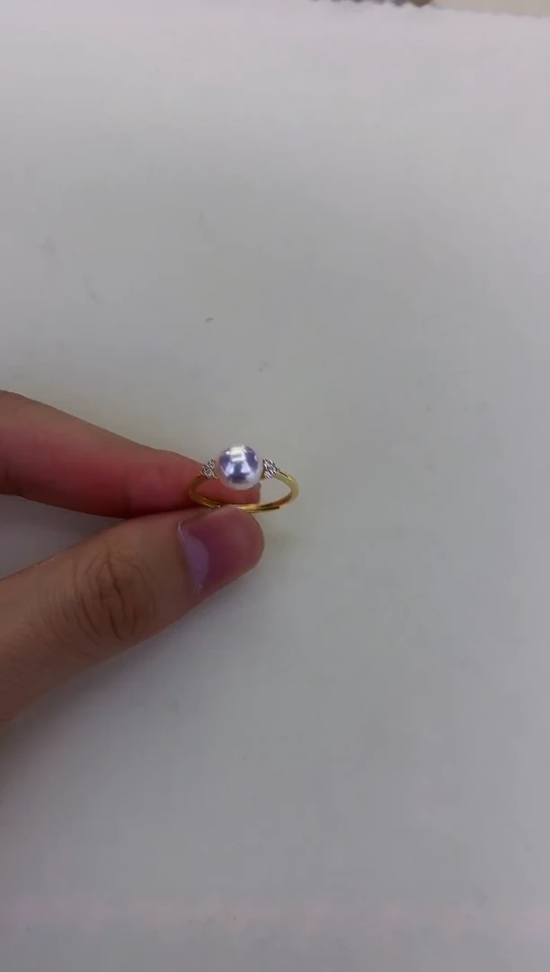 银S925镶嵌DA海水珍珠 GD203 戒指 7-8