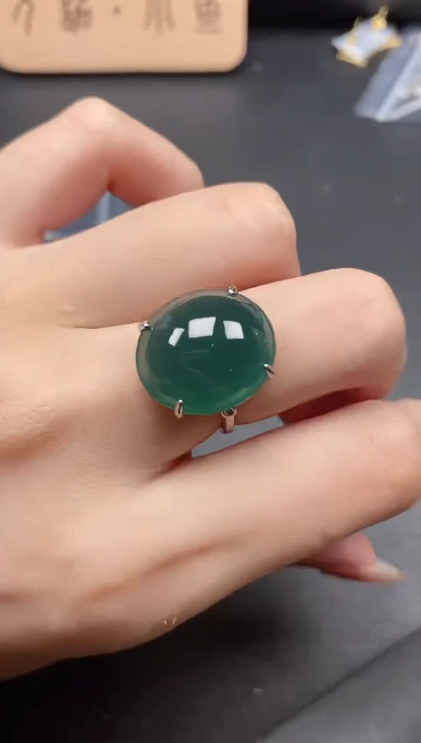 翡翠戒指银S925镶嵌85451