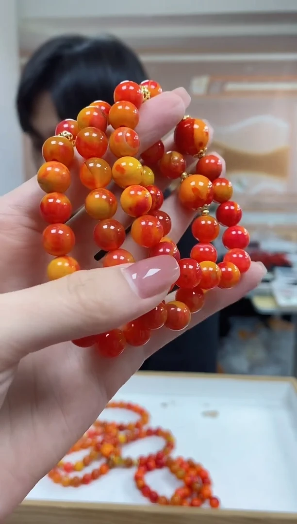 未镶嵌手串玛瑙/玉髓红花玛瑙手串10mm设计款 多样性发一件