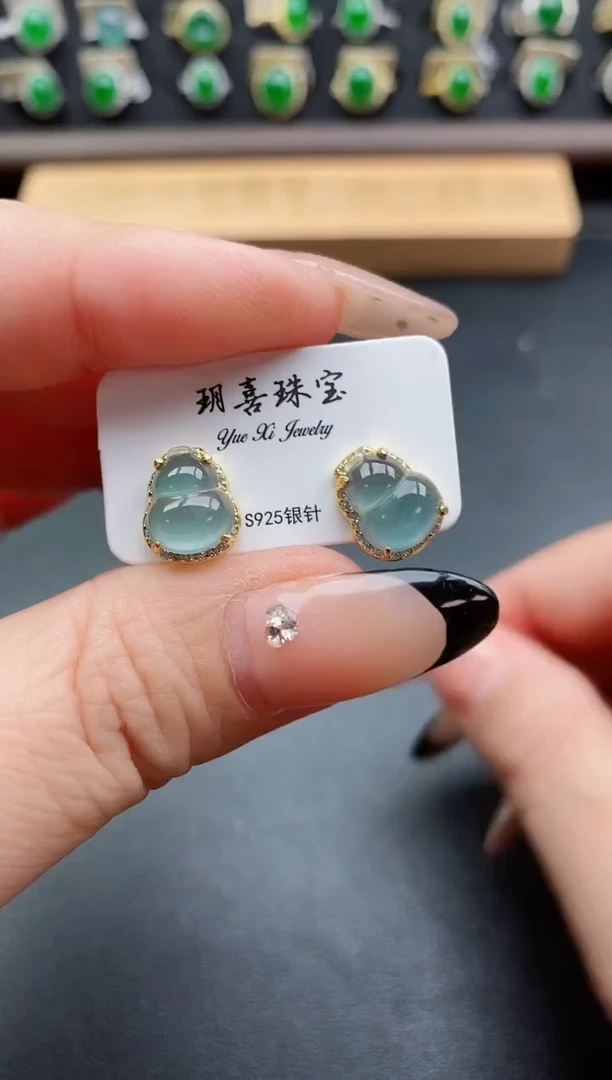 银S925镶嵌戒指翡翠1