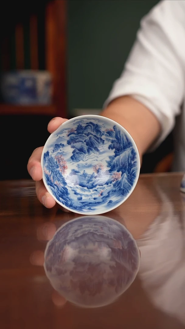 景琳藏青花山水主人杯