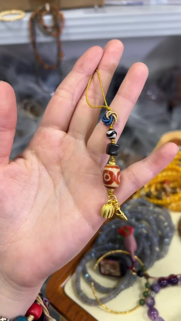 【闪购商品】玛瑙/玉髓手链未镶嵌红肉三眼玛瑙珠挂件[3596]