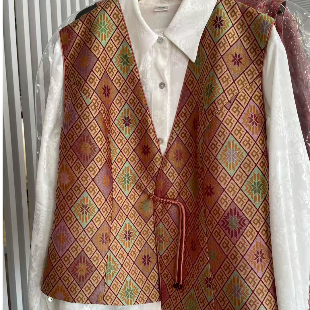 南方丝巢 全真丝壮锦马甲