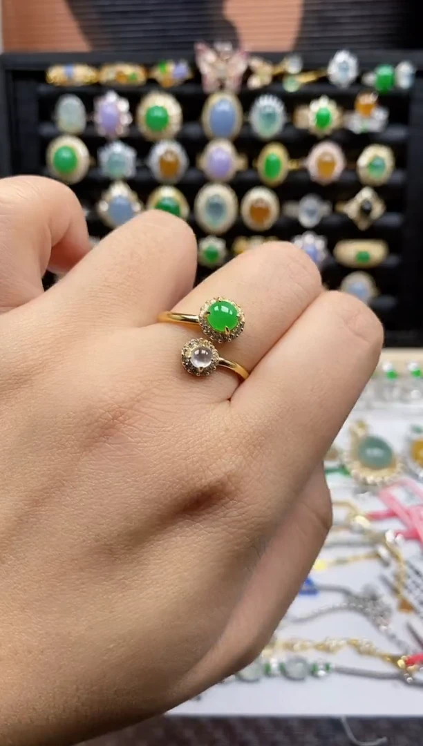 银S925镶嵌戒指翡翠8736