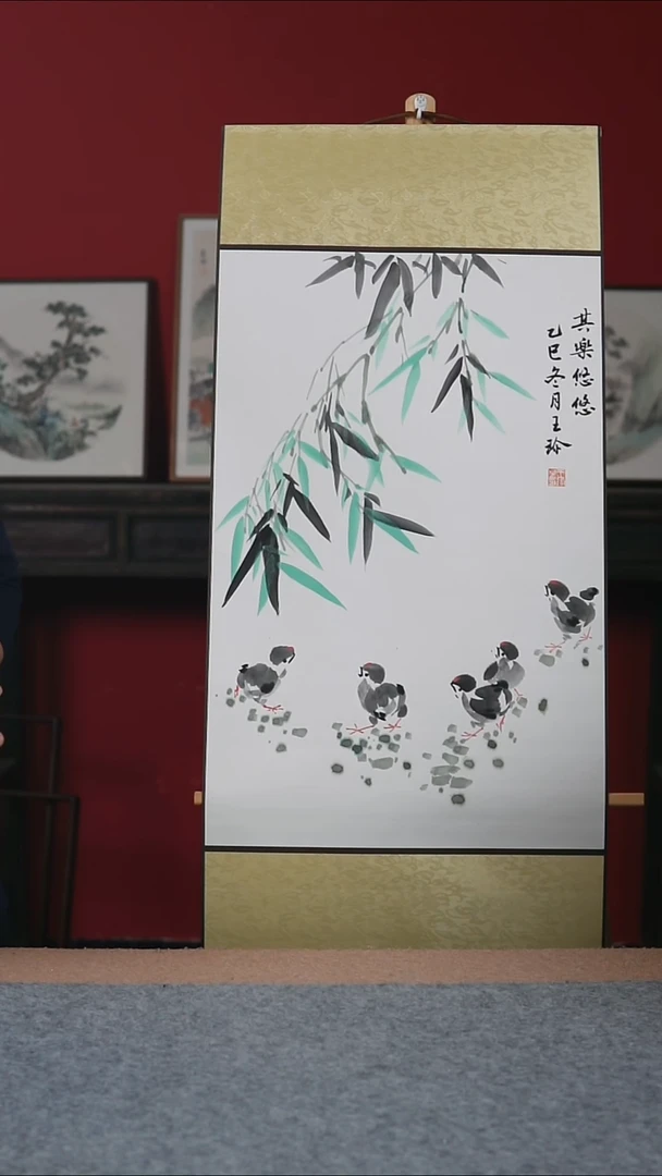 国画纯手写纯手绘-45*105卷轴