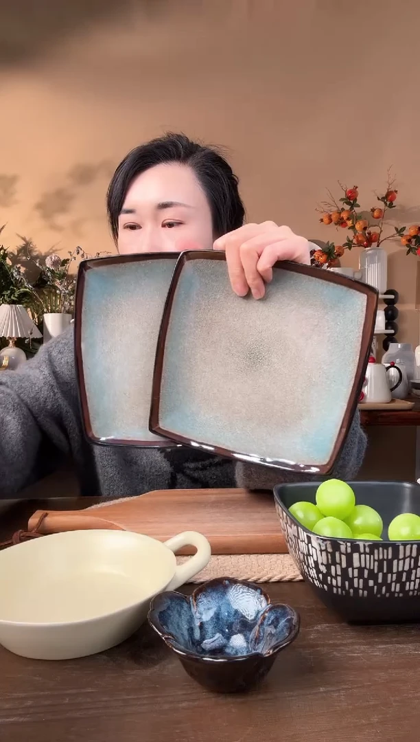 【闪购商品】瓷片8英寸窑变方盘2只微瑕