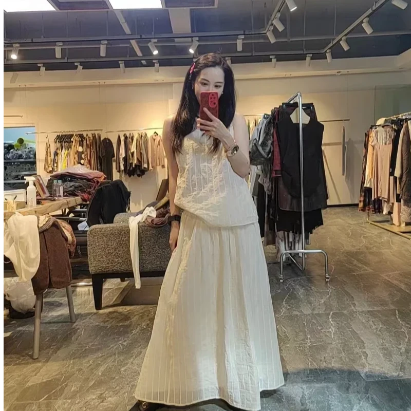 定织高腰遮腹提花肌理蓬松棉吊带/短裤/半身裙24077-23029-23041