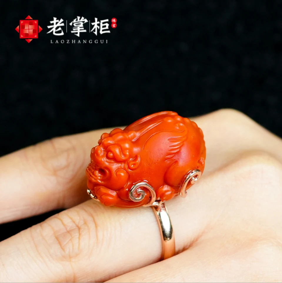 【老掌柜讲珠宝】南红貔貅戒指 G22201