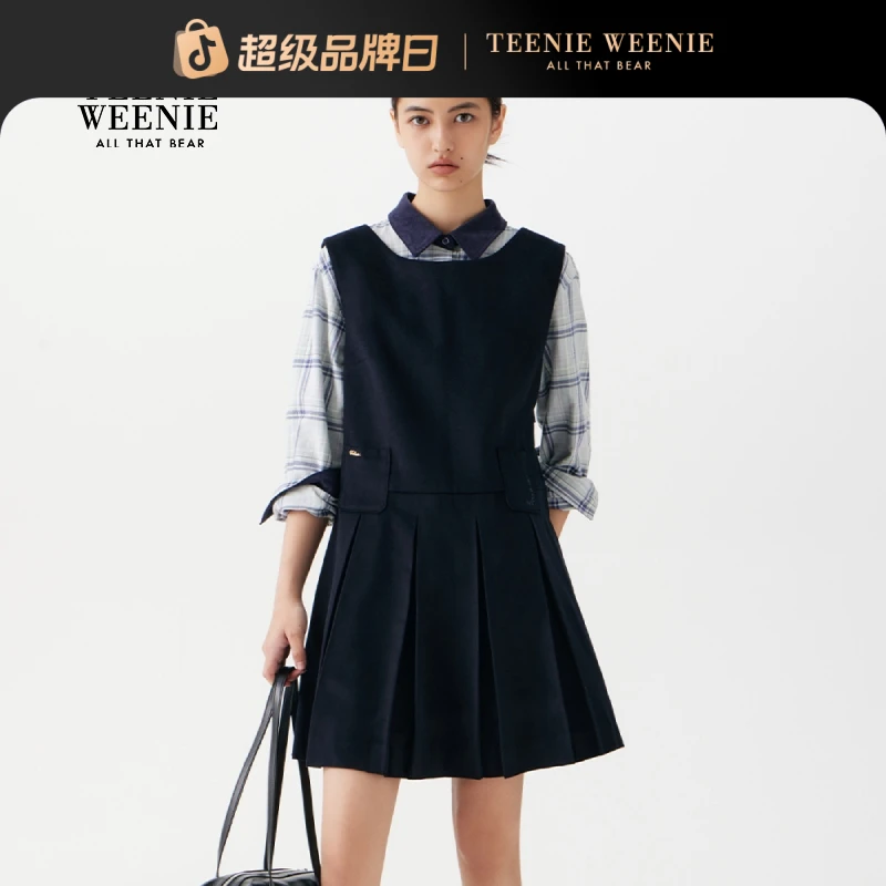 TeenieWeenie小熊女装25秋新舒适简约气质无袖连衣裙TTOW258TCBB