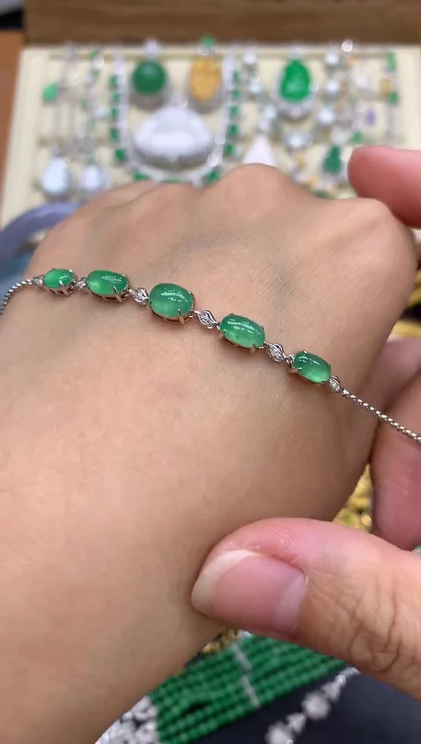 18K金镶嵌手链翡翠367-中国好珍宝