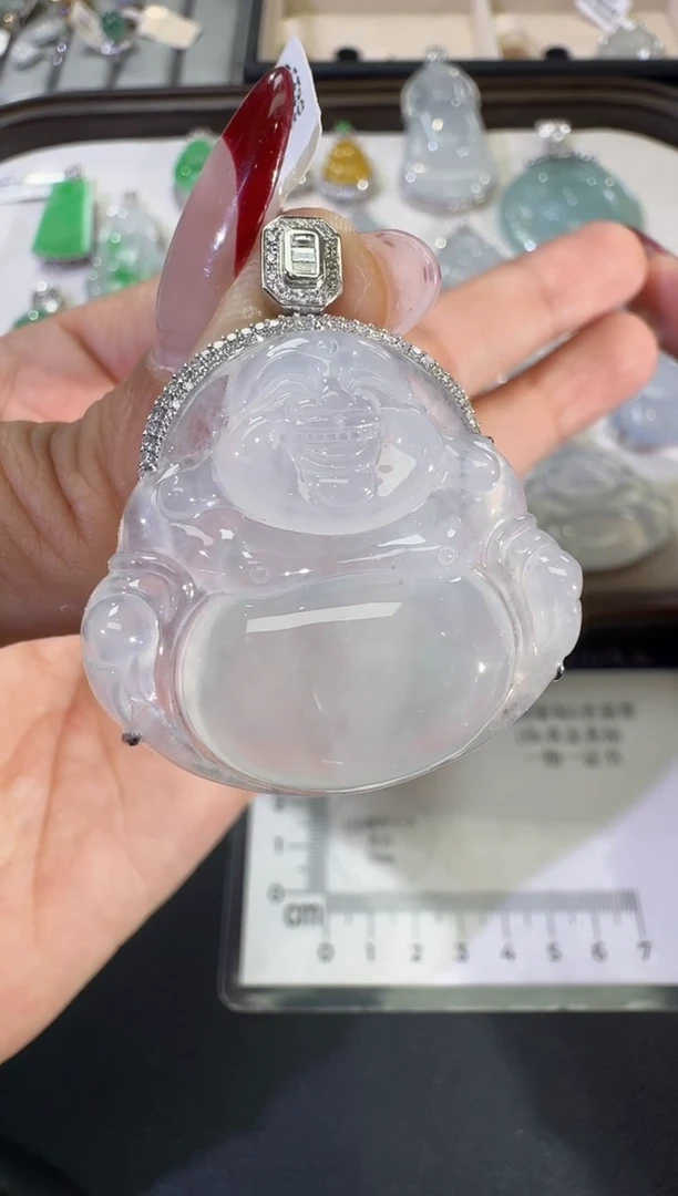吊坠(不含链)18K金镶嵌翡翠【源头工厂】钻石镶嵌