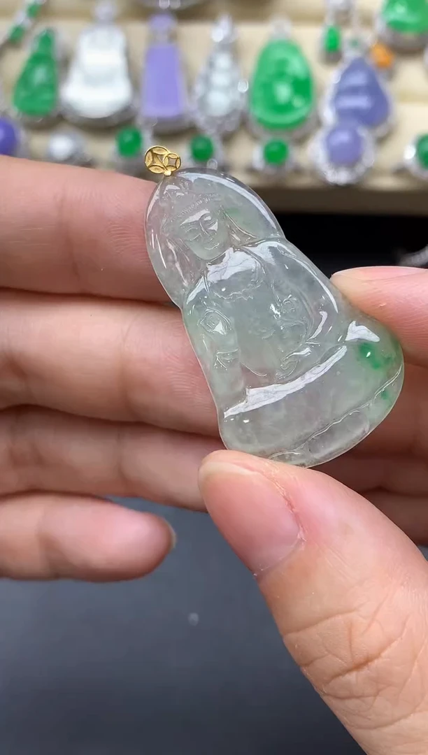 翡翠18K金镶嵌颈饰182-中国好珍宝