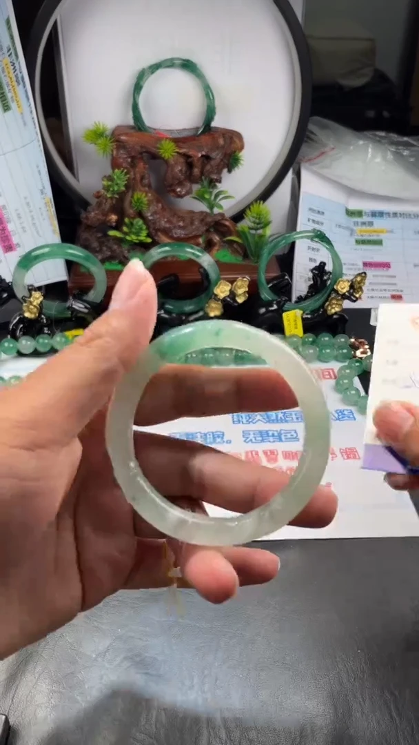 【闪购商品】石英质玉手镯合金非洲翠正圈58