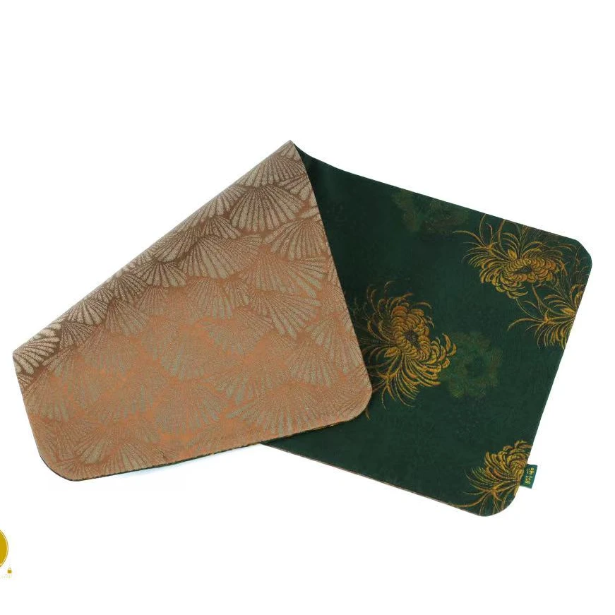 【老王】<东篱下>墨绿茶席50*24（慢蓝S0285）