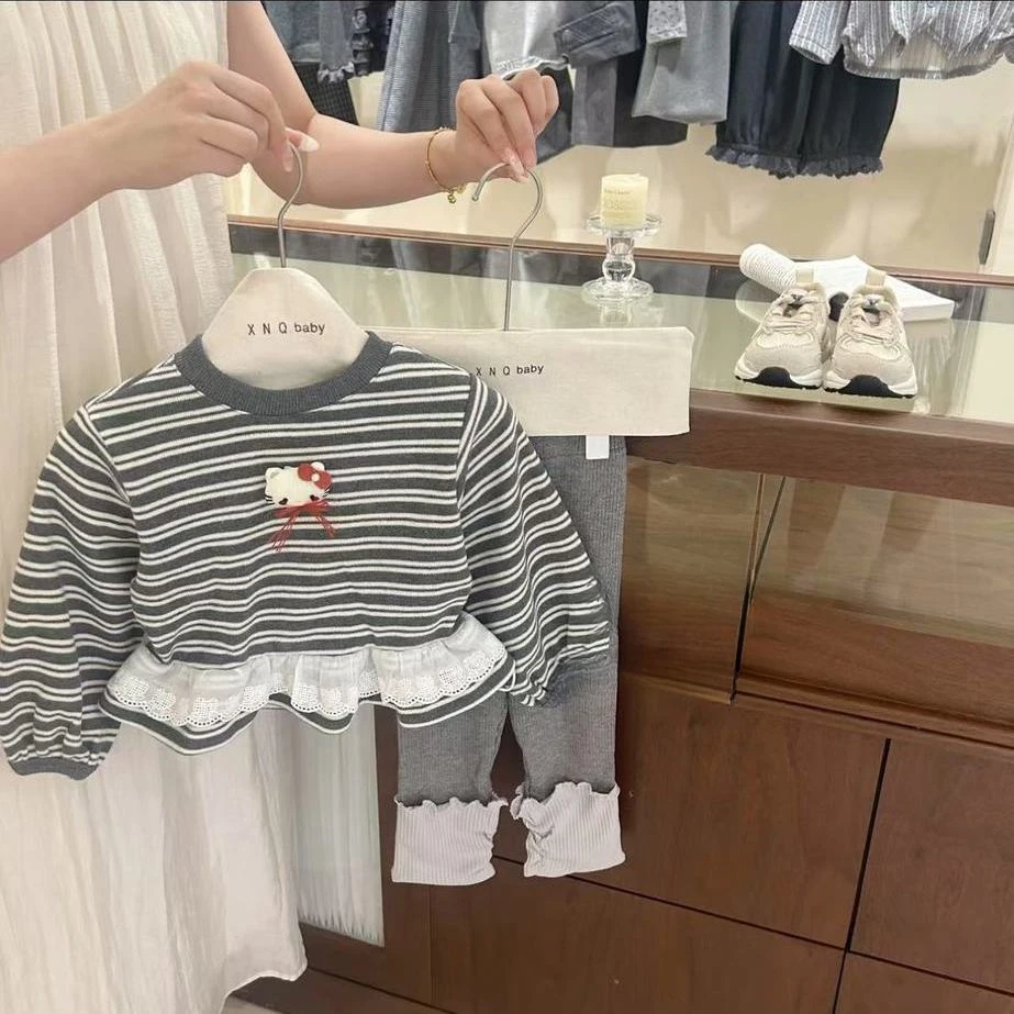 女童卫衣秋装2025新款儿童kitty猫衣服女宝宝上衣套装春秋长袖