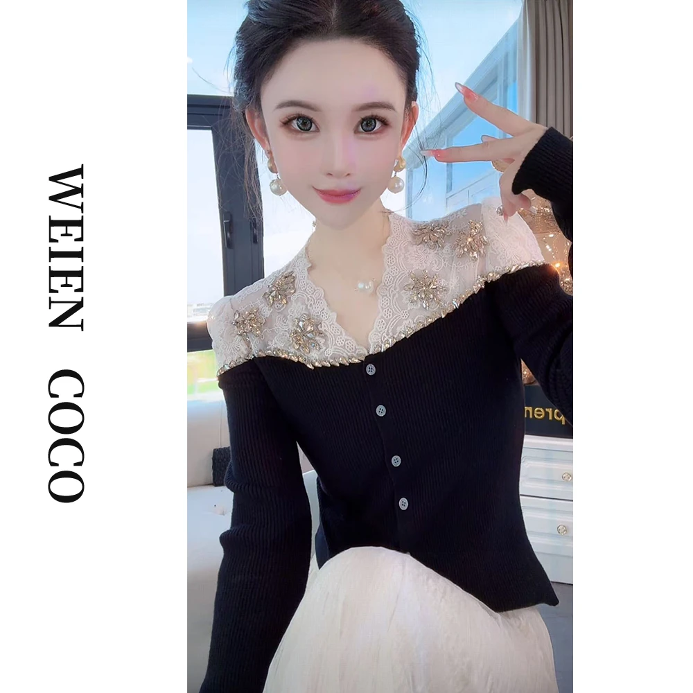 【薇恩COCO】毛衣镂空针织时尚新款简约长袖开衫扣上衣S5459
