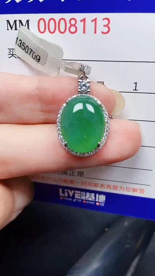 翡翠银S925镶嵌颈饰8113