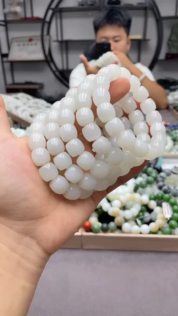 手串未镶嵌和田玉且末天泰白玉13直切拍一发一，多样性发货