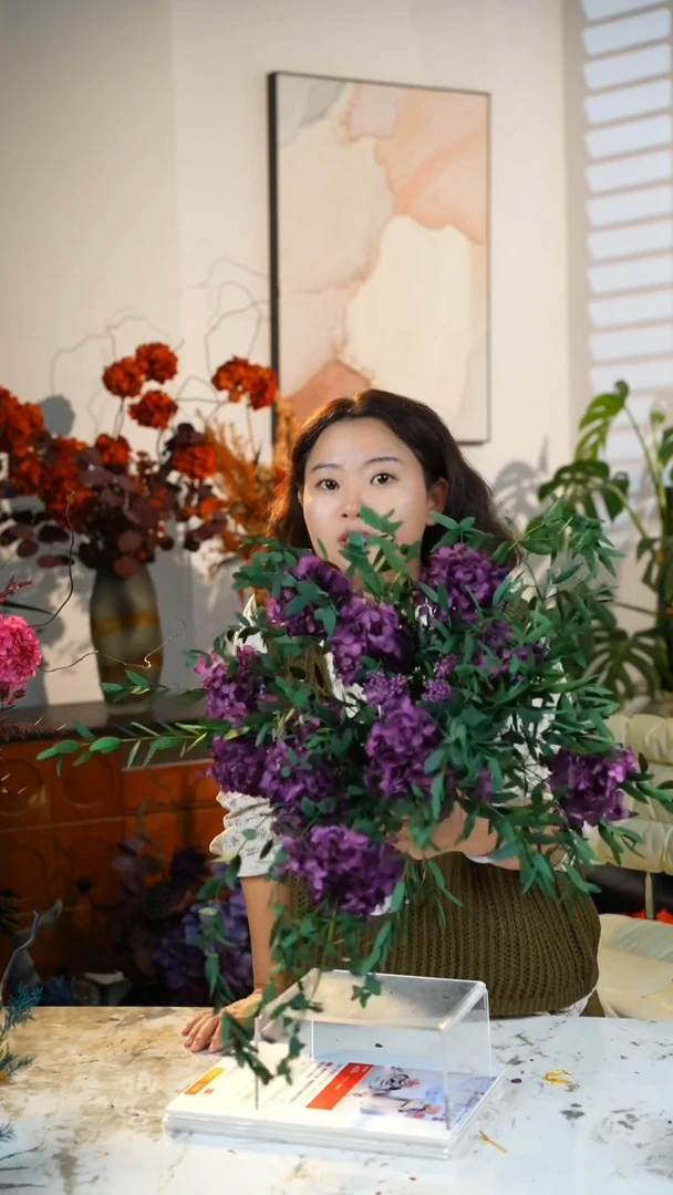 直播间同款紫色绣球花束（10朵发货）