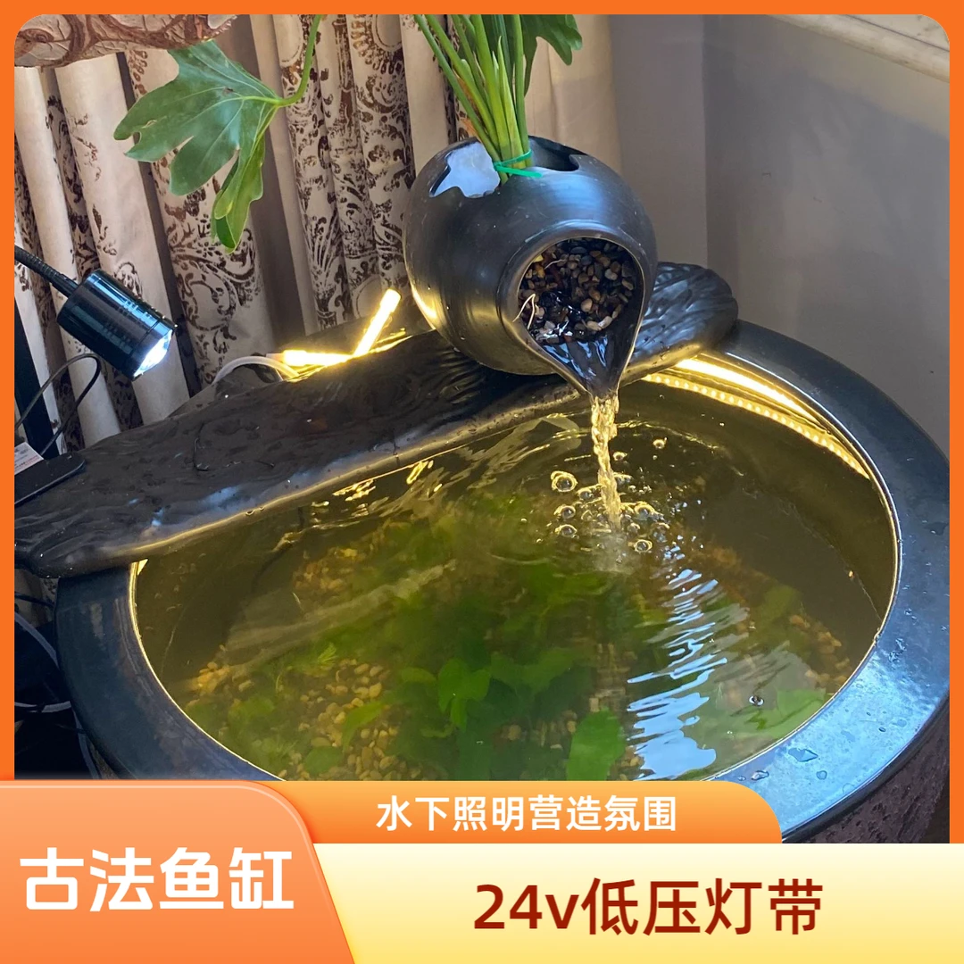 古法鱼缸鱼池专用水下防水LED灯带IP68实心硅胶灯条自粘24V低压