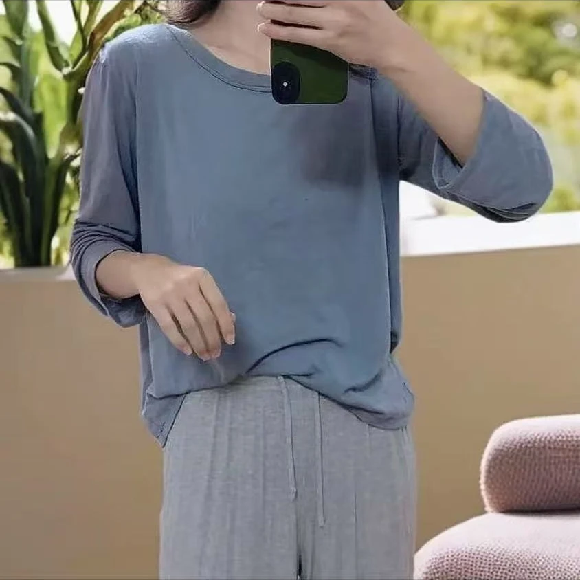 罗布麻打底衫保暖内衣修身显瘦家居服 罗布麻35%