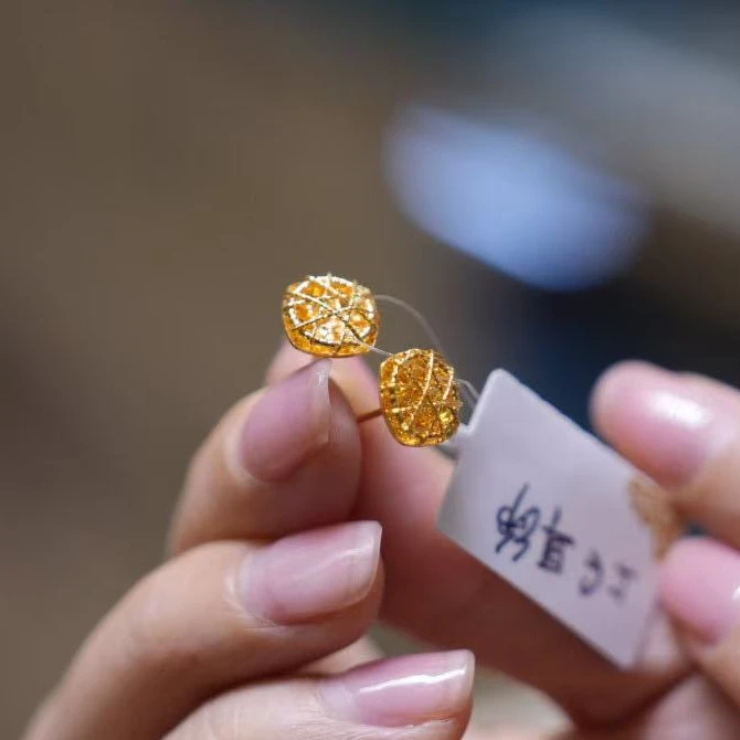 【巧玲专属】足金999花丝方糖耳钉 经典时尚百搭 3.31