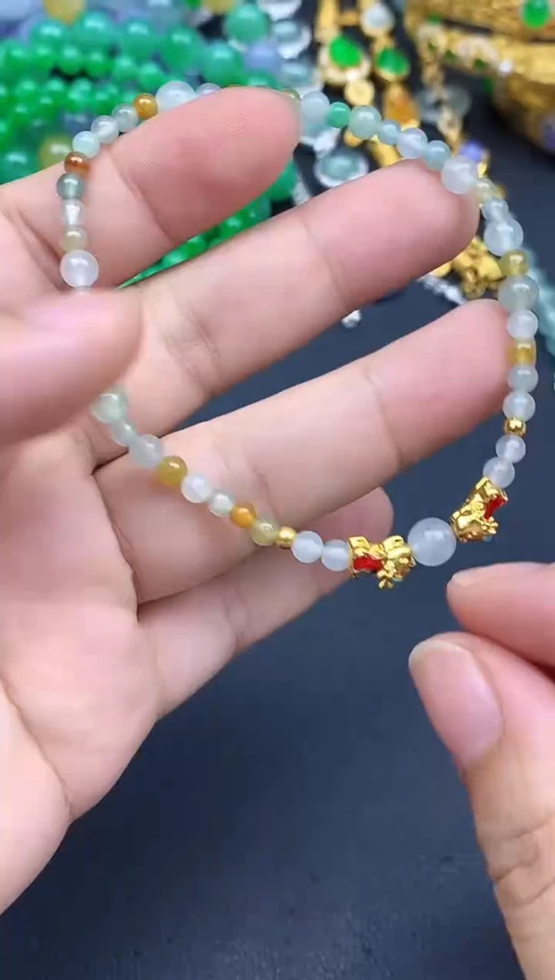 足金镶嵌手链翡翠61-春日珠宝