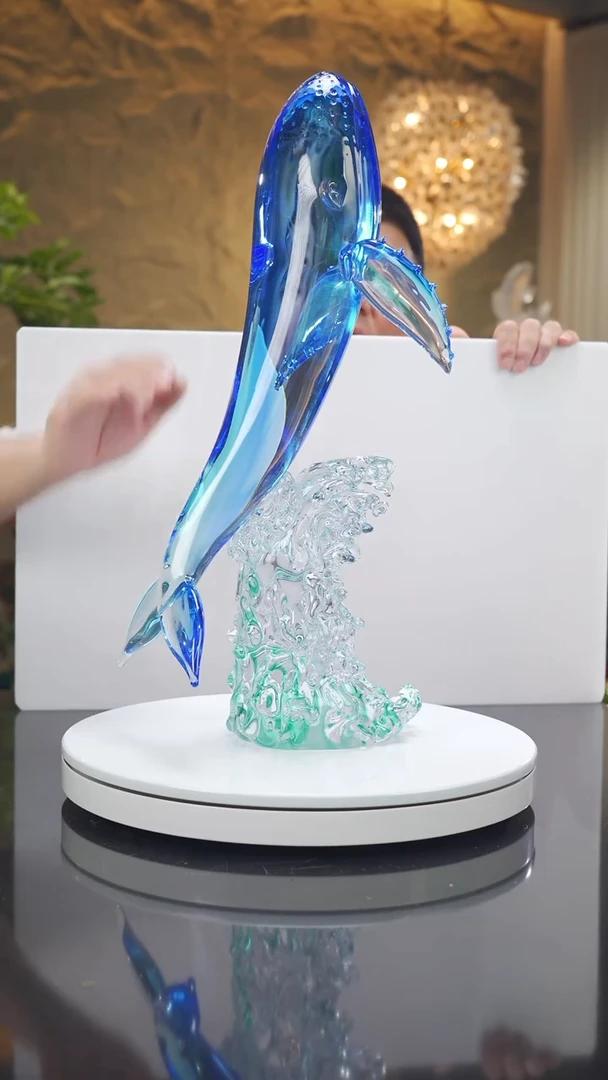 琉璃手工艺品设计款鲸鱼摆件