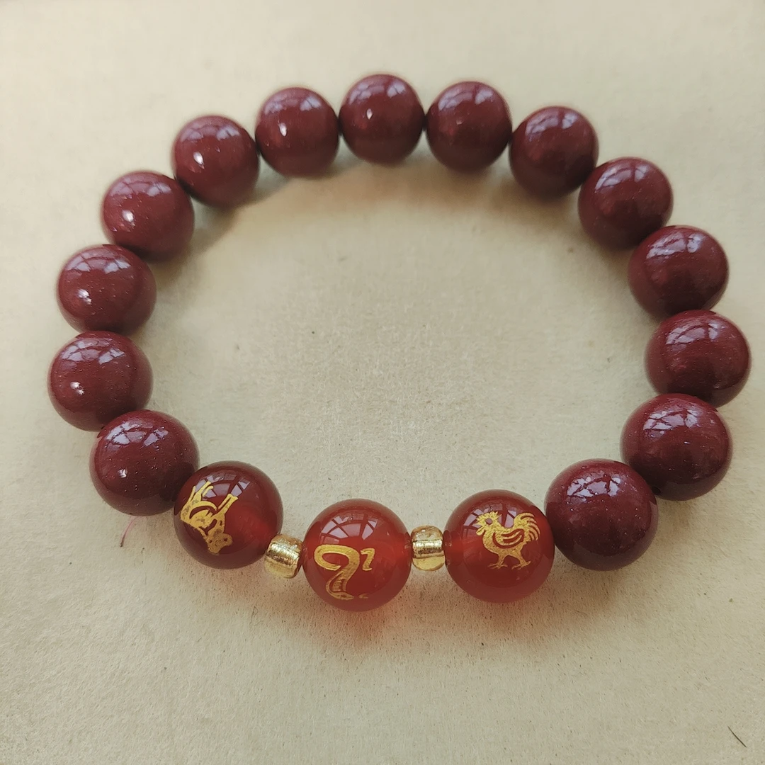 含辰砂工艺品【田园刘娟】紫金砂三合手串爆款