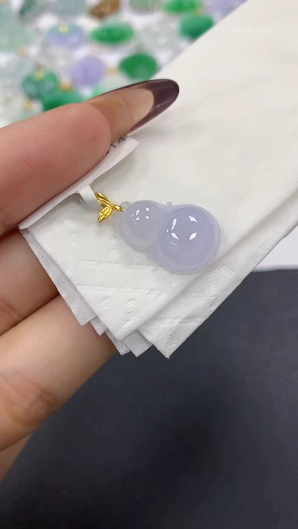 颈饰18K金镶嵌翡翠a货假一赔三支持复检百元上9元证书费自理