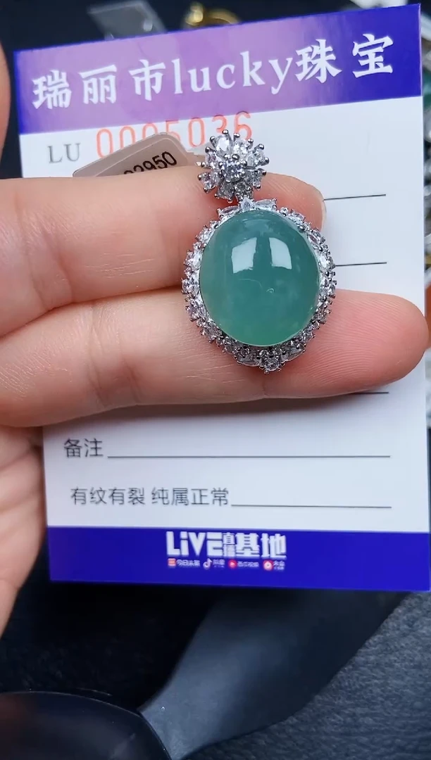 翡翠银S925镶嵌颈饰5036