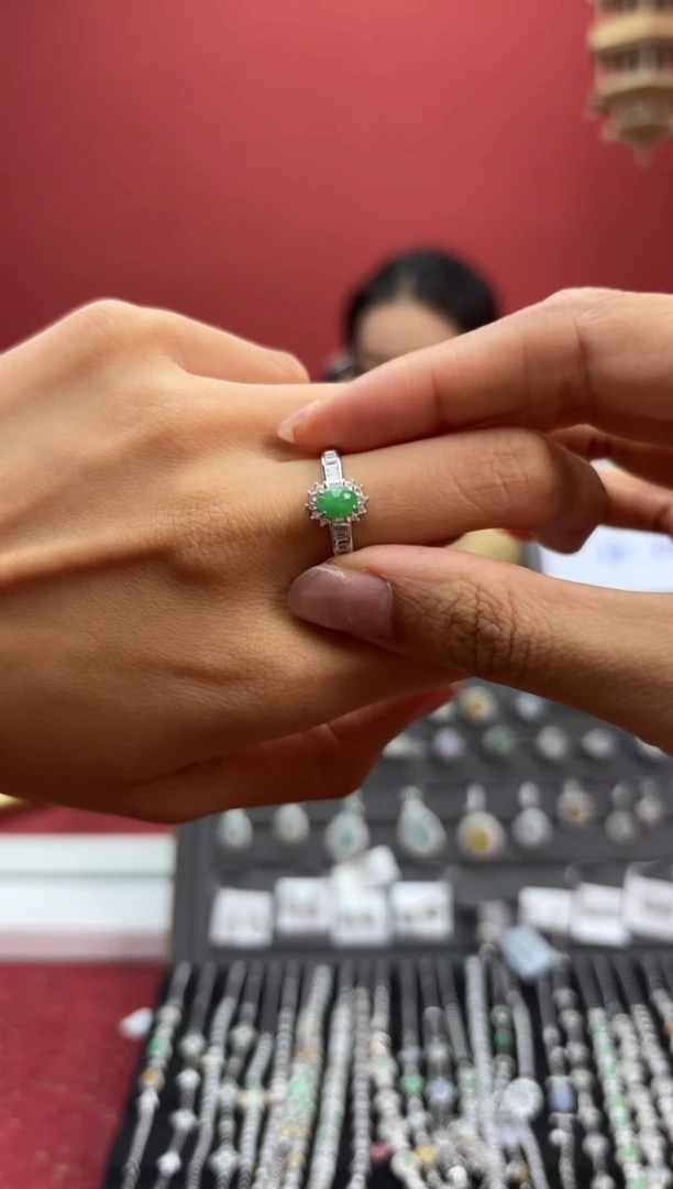 翡翠戒指银S925镶嵌002885r/戒指