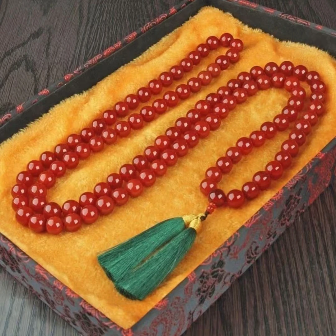 天然龙鳞凤血玛瑙项链108颗