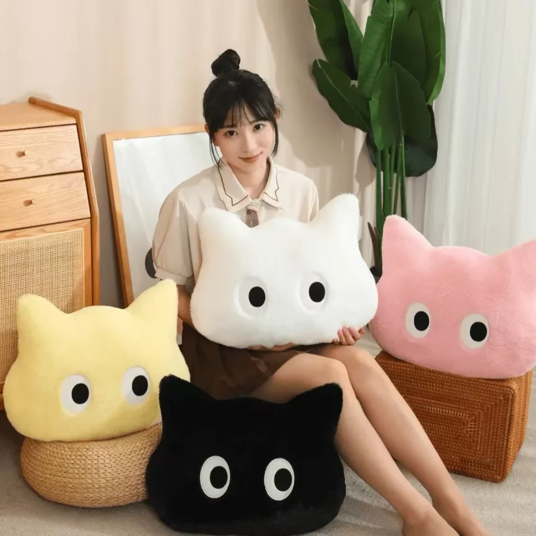可爱卡通猫头抱枕一个毛绒玩具哄睡抱枕超软腰靠